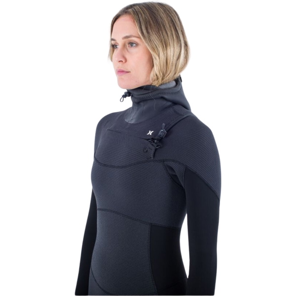 2025 Hurley Femmes Plus 5/3mm à Capuche Chest Zip Combinaison Néoprène WFS0012544 - Black / Graphite
